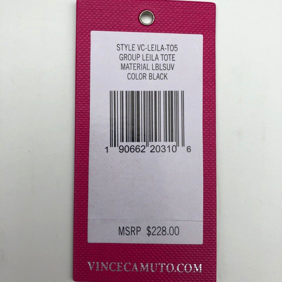 VINCE CAMUTO Leila Tote BLK Purse LEATHER Shopper - Picture 3 of 3